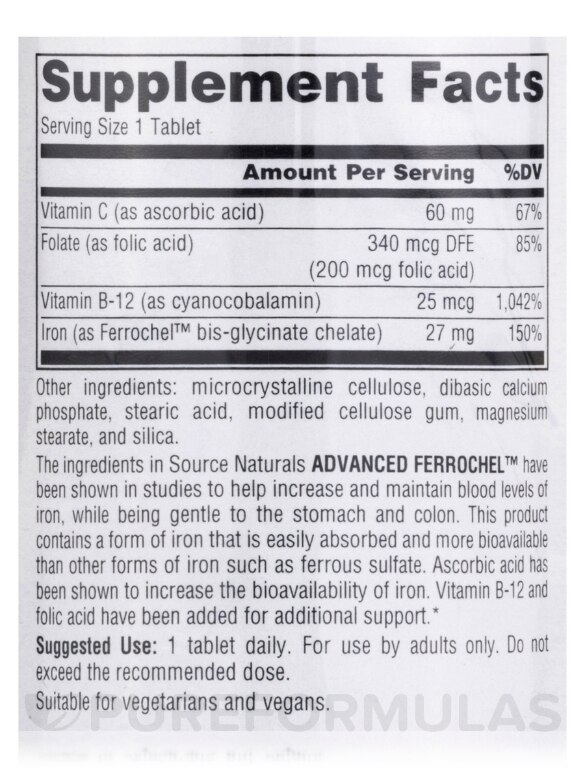 Advanced Ferrochel 27 mg - 180 Tablets - Alternate View 3