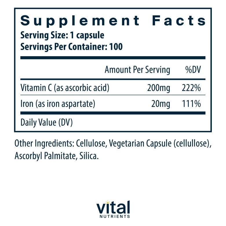 Iron Plus C (20 mg / 200 mg) - 100 Vegetarian Capsules - Alternate View 5