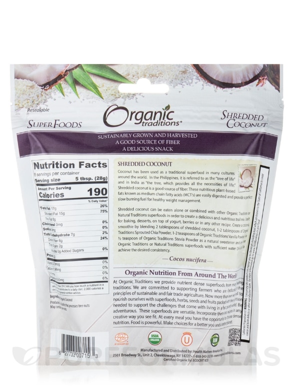 Organic Shredded Coconut - 8 oz (227 Grams) - Alternate View 1