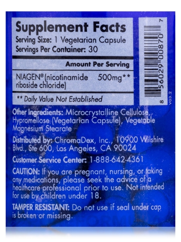 Tru Niagen® Pro 500 mg - 30 Vegetarian Capsules - Alternate View 3