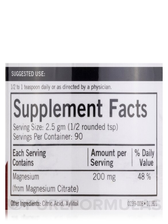 Magnesium Citrate Soluble Powder -Hypoallergenic - 8 oz (227 Grams) - Alternate View 3