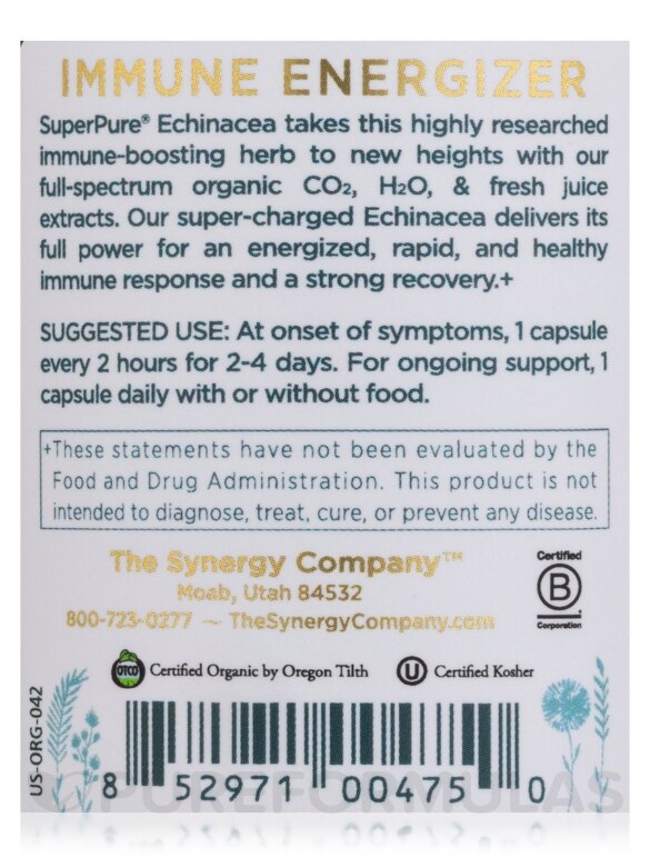 SuperPure® Echinacea Extract - 60 Capsules - Alternate View 4