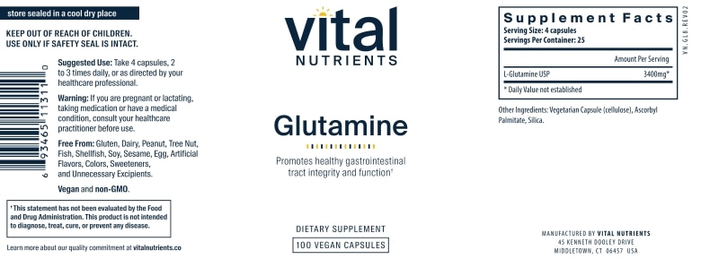 Glutamine 3400 mg - 100 Vegetarian Capsules - Alternate View 4
