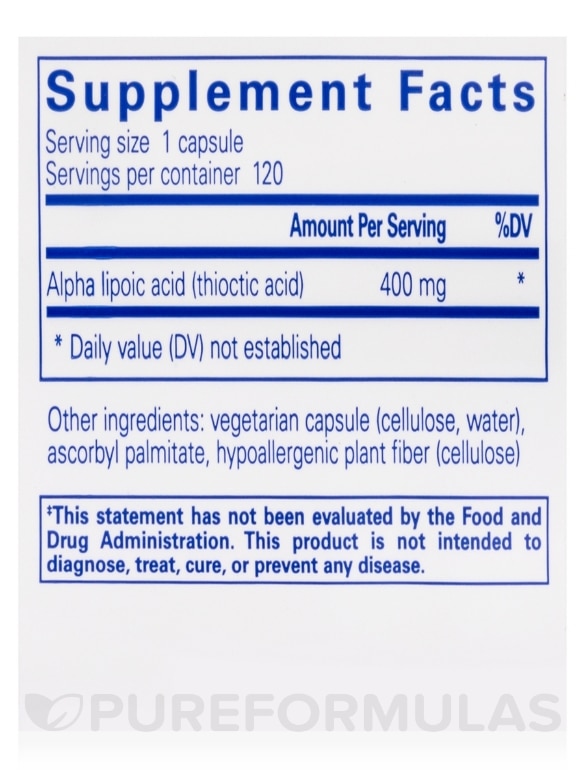 Alpha Lipoic Acid 400 mg - 120 Capsules - Alternate View 4