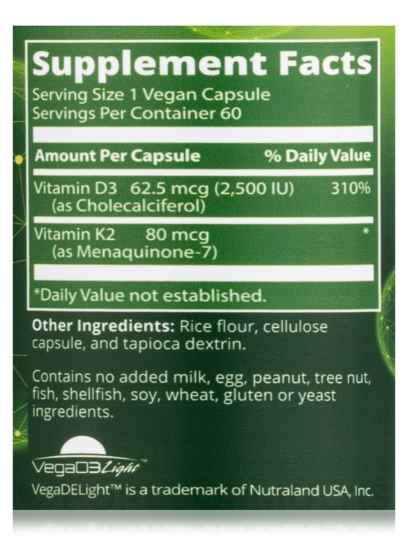 Vegan Vitamin D3 & K2 - 60 Vegan Capsules - Alternate View 4