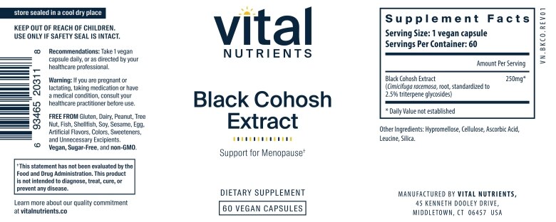 Black Cohosh Extract 250 mg - 60 Vegetarian Capsules - Alternate View 4