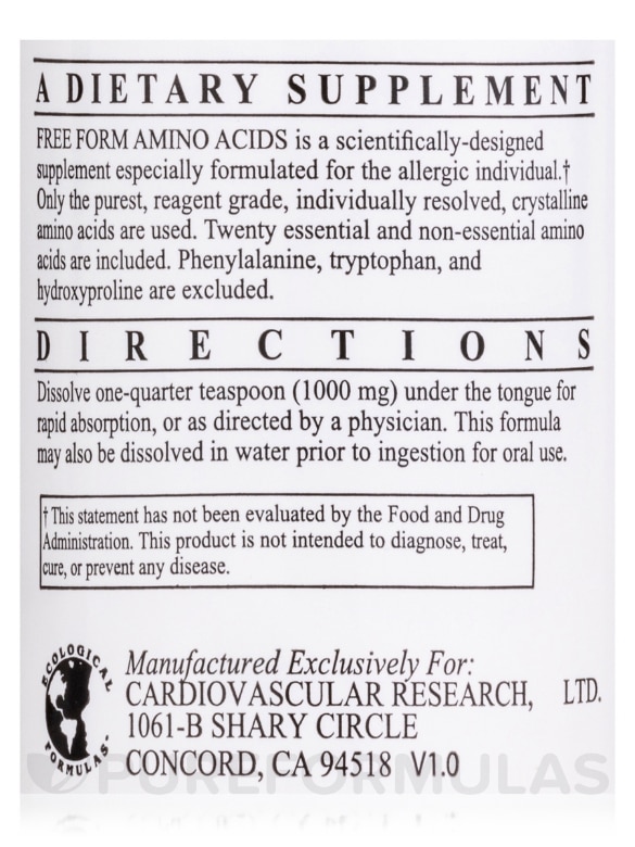 Free-Form Amino Acid (Buccal Formula) w/o Phenylalanine or Tryptophan - 50 Grams - Alternate View 4