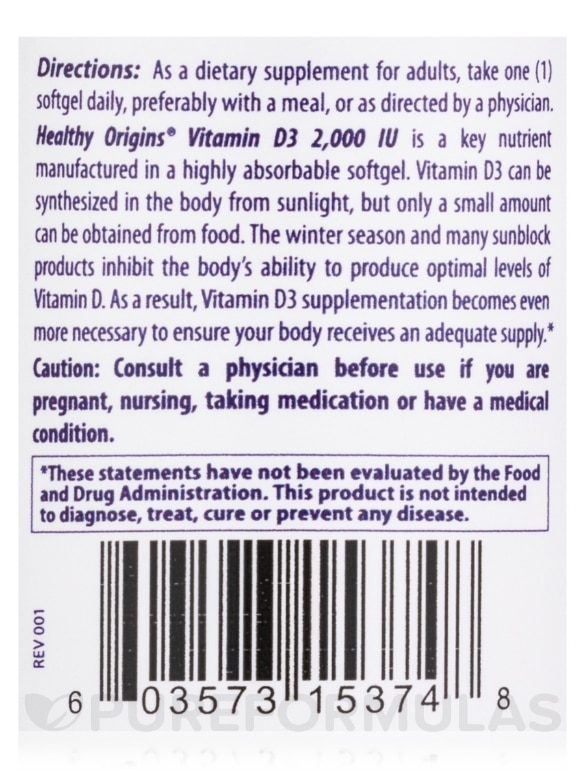 Vitamin D3 2000 IU - 120 Softgels - Alternate View 4