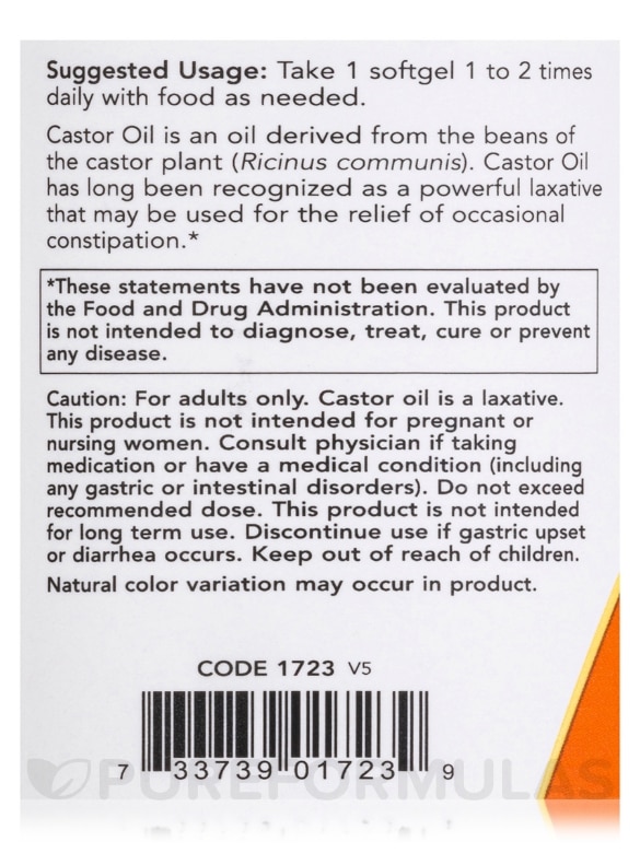 Castor Oil 650 mg - 120 Softgels - Alternate View 4
