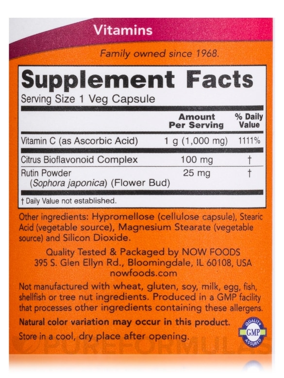 C-1000 with 100 mg of Bioflavonoids - 100 Veg Capsules - Alternate View 3
