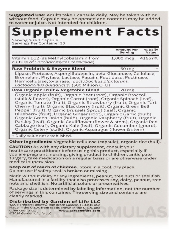 Vitamin Code® - Raw Vitamin B12 - 30 Vegan Capsules - Alternate View 7
