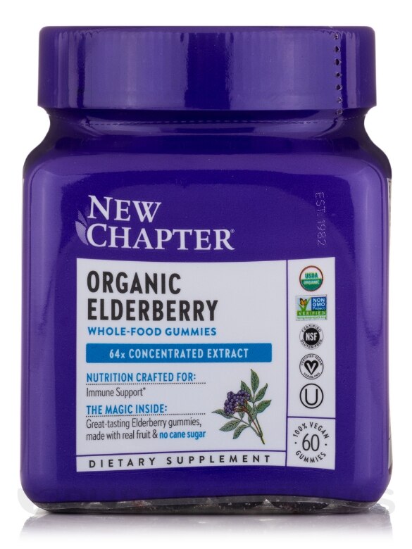 Organic Elderberry Whole-Food Gummies - 60 Vegan Gummies