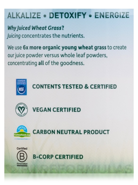 Raw Organic Perfect Food® 100% Organic Wheat Grass Juice, Unflavored - 8.46 oz (240 Grams) - Alternate View 4