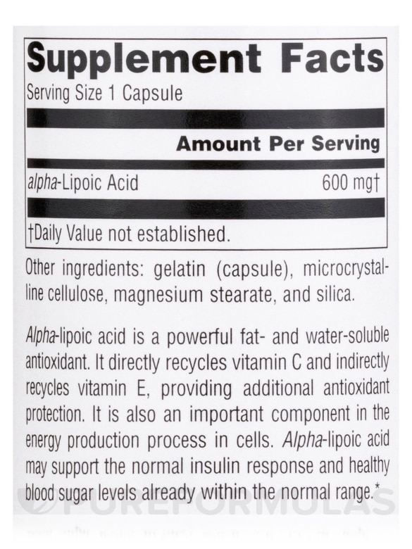 Alpha Lipoic Acid 600 mg - 120 Capsules - Alternate View 4