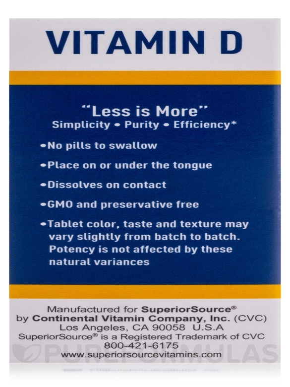 Vitamin D3 400 IU (as Cholecalciferol) - 100 MicroLingual® Tablets - Alternate View 9
