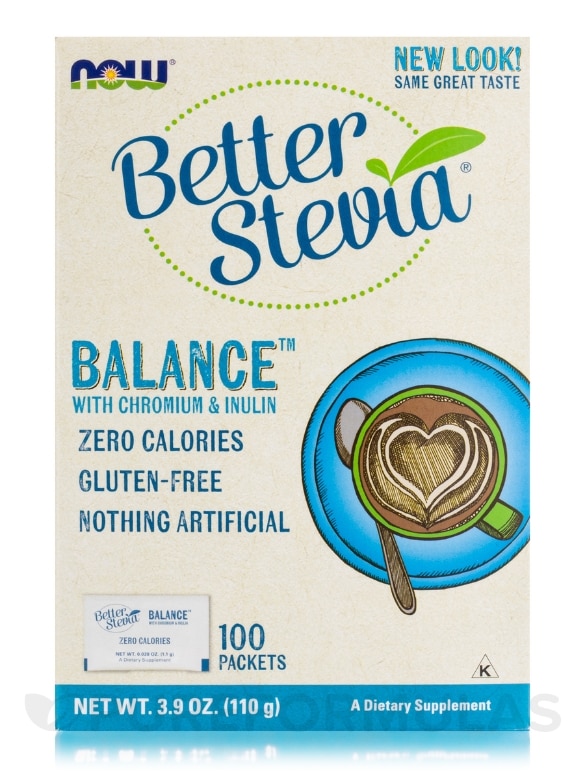 Better Stevia® Balance with Inulin & Chromium - Box of 100 Packets - Alternate View 1