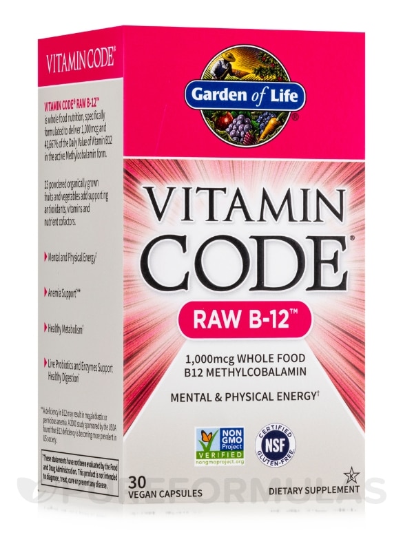 Vitamin Code® - Raw Vitamin B12 - 30 Vegan Capsules