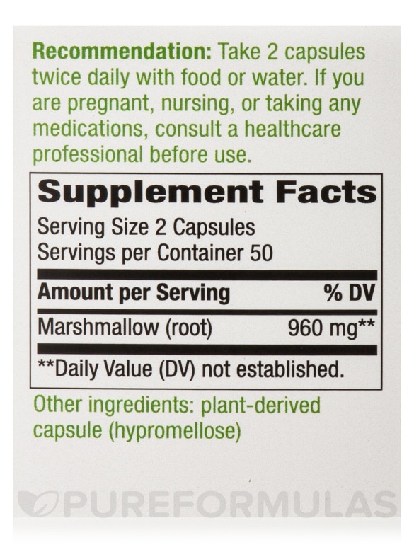 Marshmallow Root - 100 Vegan Capsules - Alternate View 4