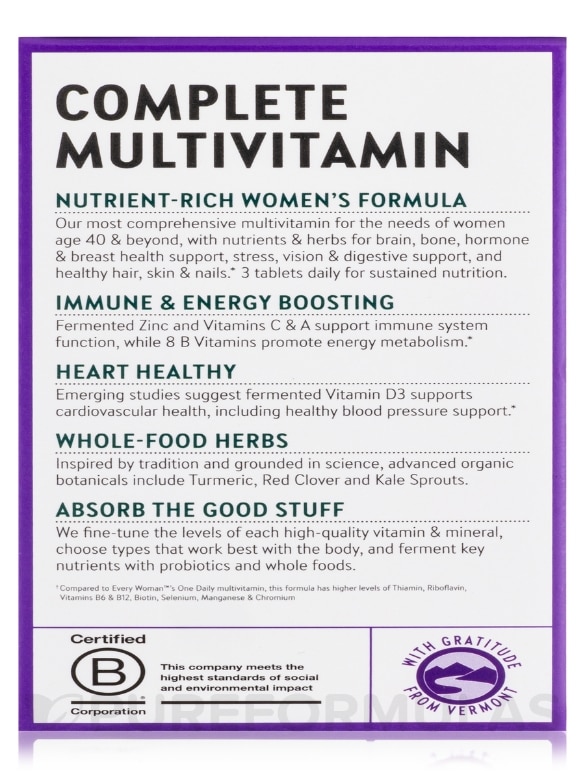 Women's Advanced 40+ Multivitamin (formerly Every Woman™ II Multivitamin) - 96 Vegetarian Tablets - Alternate View 9