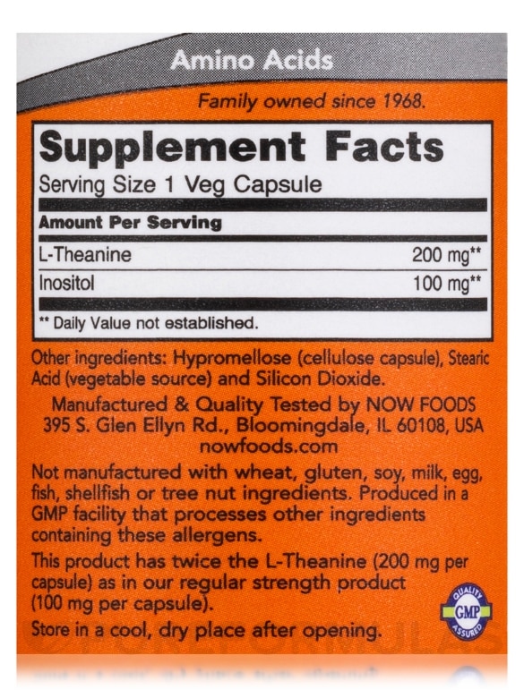 L-Theanine 200 mg (Double Strength) - 60 Veg Capsules - Alternate View 3