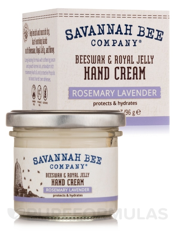 Beeswax & Royal Jelly Hand Cream - Rosemary Lavender (Jar) - 3.4 oz (96 Grams) - Alternate View 1