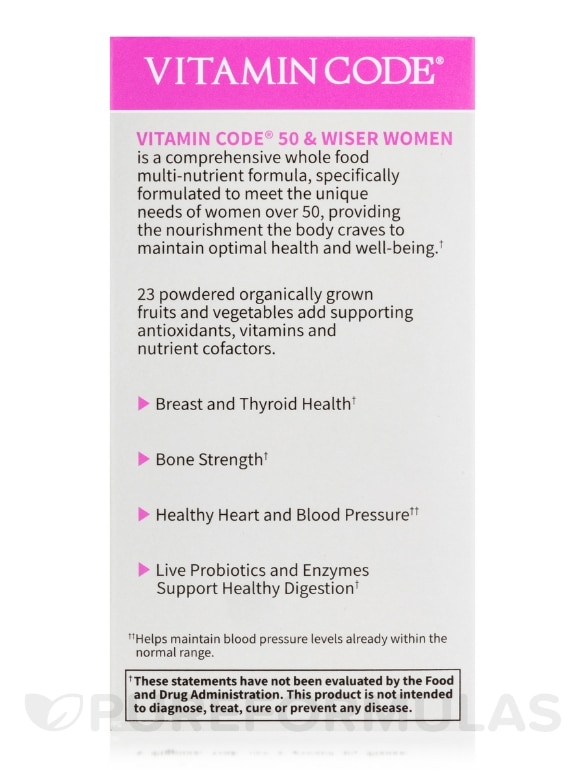 Vitamin Code® - 50 & Wiser Women's Multi - 120 Vegetarian Capsules - Alternate View 6