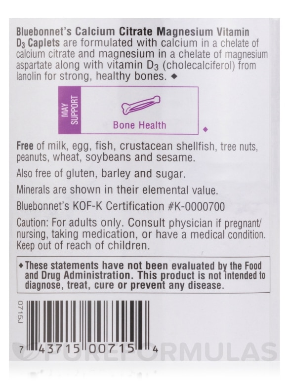 Calcium Citrate Magnesium Plus Vitamin D3 - 90 Caplets - Alternate View 4