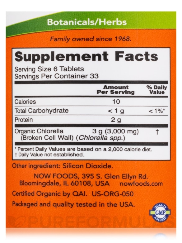 Chlorella (Organic) 500 mg - 200 Tablets - Alternate View 3
