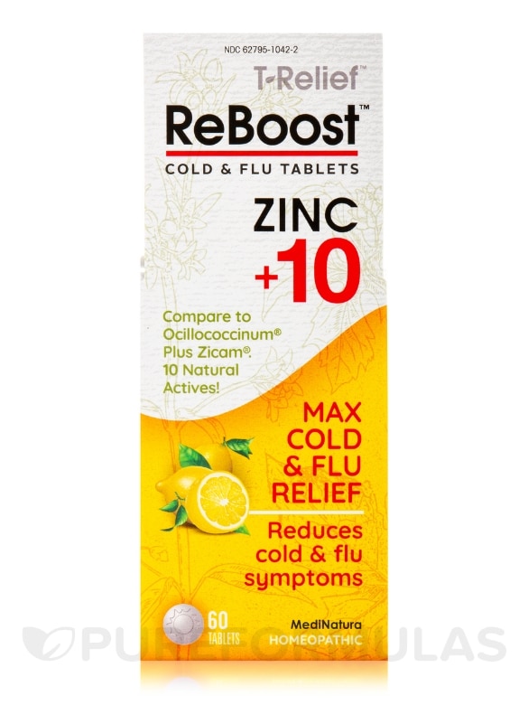 T-Relief™ Zinc +10 Cold & Flu Lemon Tablets - 60 Tablets - Alternate View 3