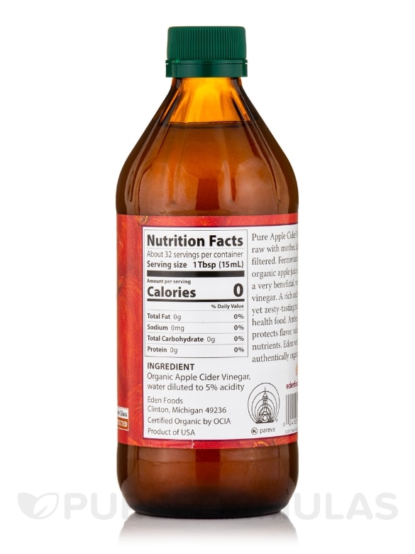 Organic Apple Cider Vinegar (Unpasteurized) - 16 fl. oz (473 ml) - Alternate View 2