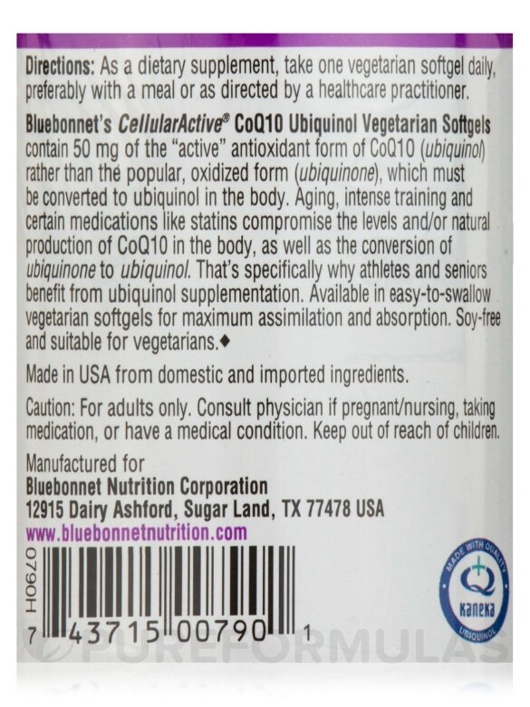 Cellular Active® CoQ10 Ubiquinol 50 mg - 30 Vegetarian Softgels - Alternate View 4