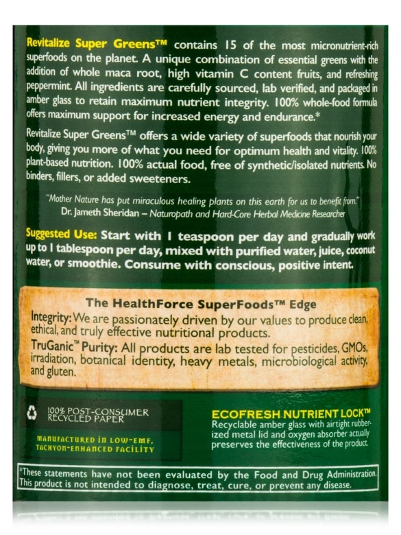 Revitalize SuperGreens™ Powder - 8 oz (227 Grams) - Alternate View 5
