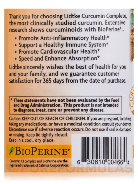 Curcumin Complete 95 with BioPerine® - 90 Capsules - Alternate View 4