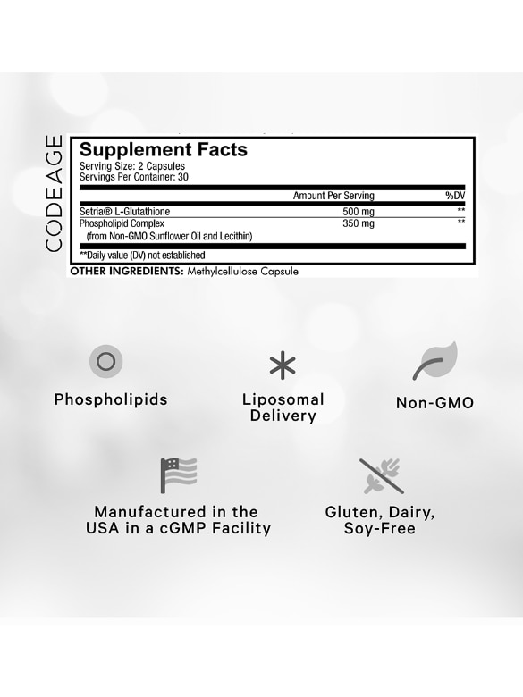 Codeage Liposomal L-Glutathione - Reduced Glutathione Antioxidant Supplement - 60 Capsules - Alternate View 1