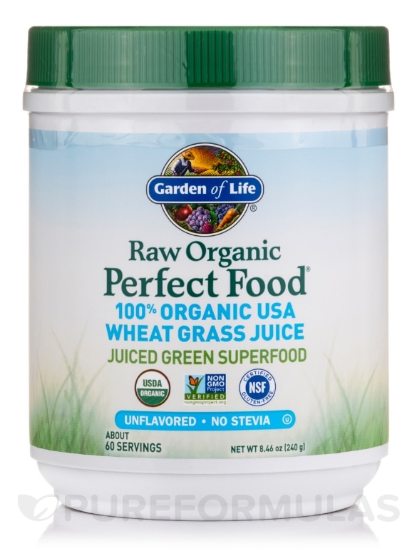 Raw Organic Perfect Food® 100% Organic Wheat Grass Juice, Unflavored - 8.46 oz (240 Grams)