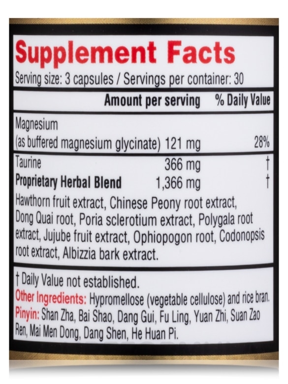 Calm Spirit™ (Modified Ding Xin Wan Herbal Supplement) - 90 Capsules - Alternate View 3