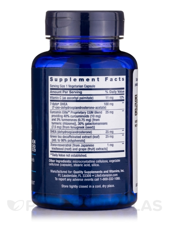 DHEA Complete 100 mg 7-Keto & 25 mg DHEA - 60 Vegetarian Capsules - Alternate View 1