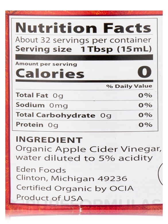 Organic Apple Cider Vinegar (Unpasteurized) - 16 fl. oz (473 ml) - Alternate View 4