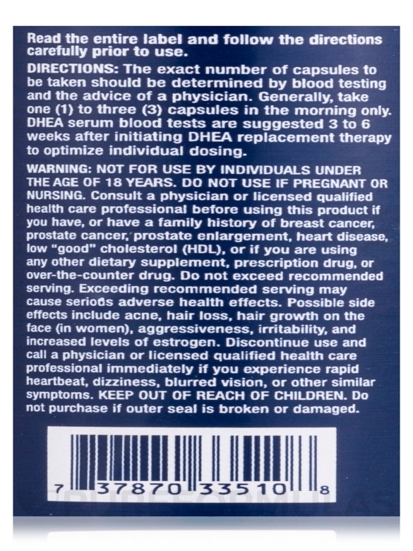 DHEA 25 mg - 100 Capsules - Alternate View 4