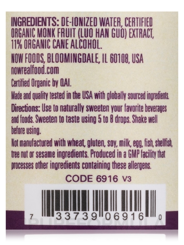 NOW Real Food® - Organic Monk Fruit Liquid Sweetener - 2 fl. oz (59 ml) - Alternate View 4